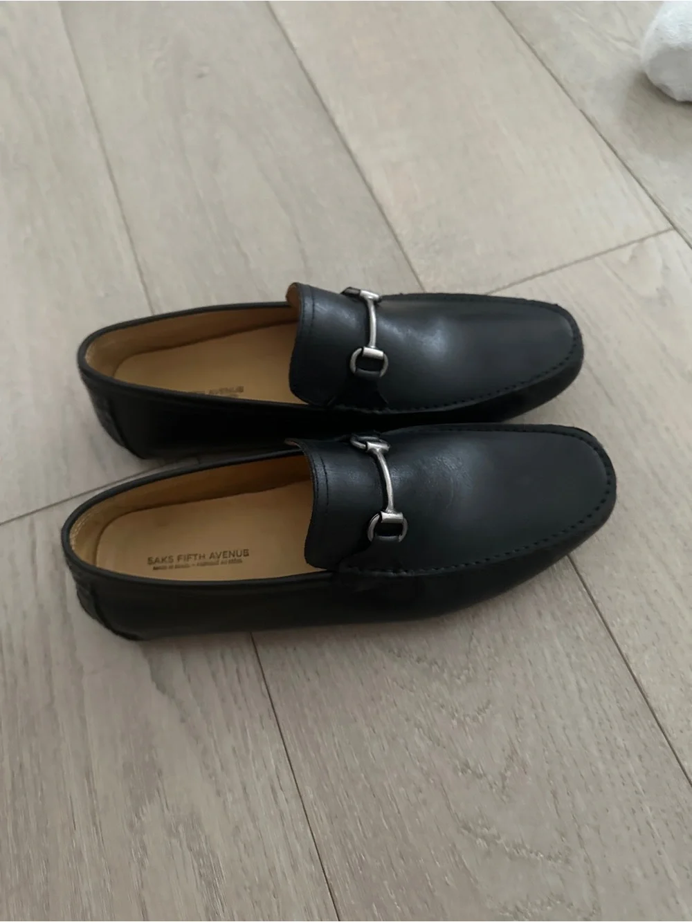 Saks Fifth Avenue Black Leather Bit Loafers